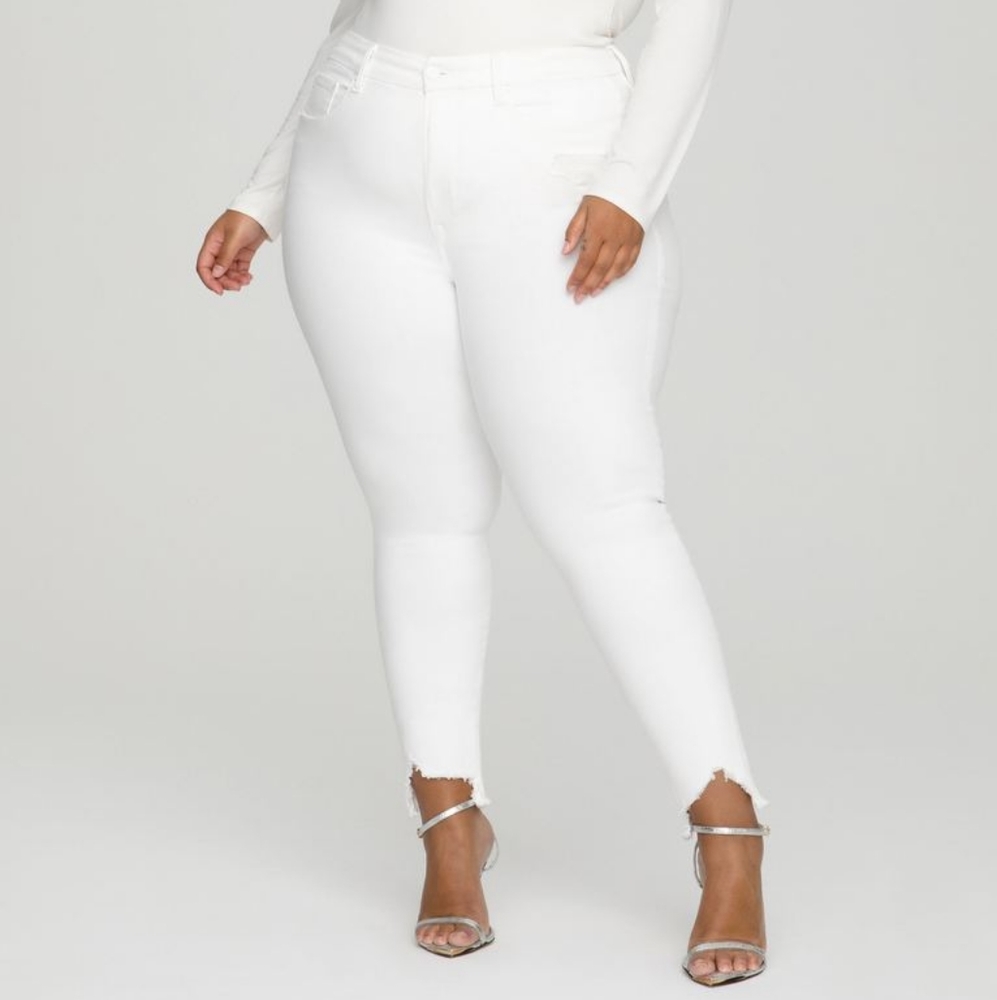 Good American Good Legs White Denim Chewed Hem 18